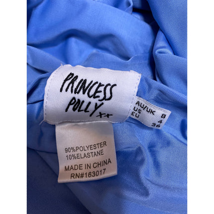 Princess Polly Blue Sleeveless Halter Plunge Neck Tie Back Crop Tank Top Size 4