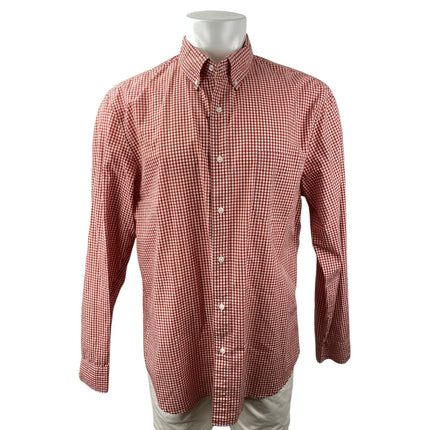 J.Crew Men's Red Gingham Checkered Long Sleeve Button Down Shirt Top Size XL