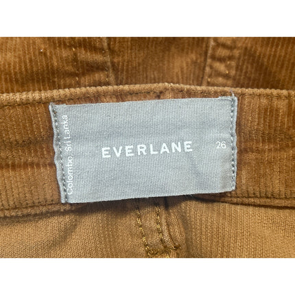 Everlane Acorn Brown Corduroy Velvet Velour Button-Front Midi A-line Skirt Sz 26