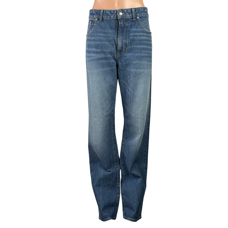 Madewell The Curvy Longline Straight Blue Medium Wash Denim Jeans Size 30T