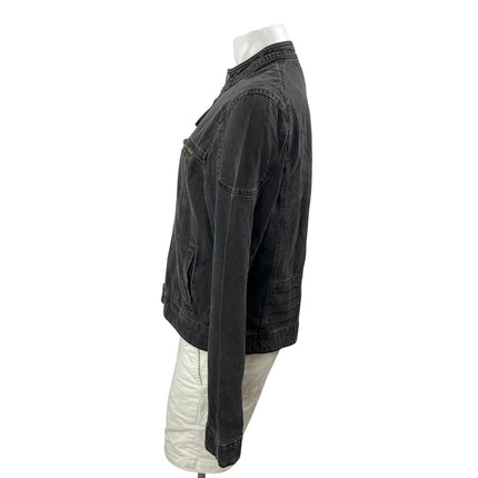 Asos Men's Black Washed Long Sleeve Full Zip Trucker Denim Jean Jacket Size L