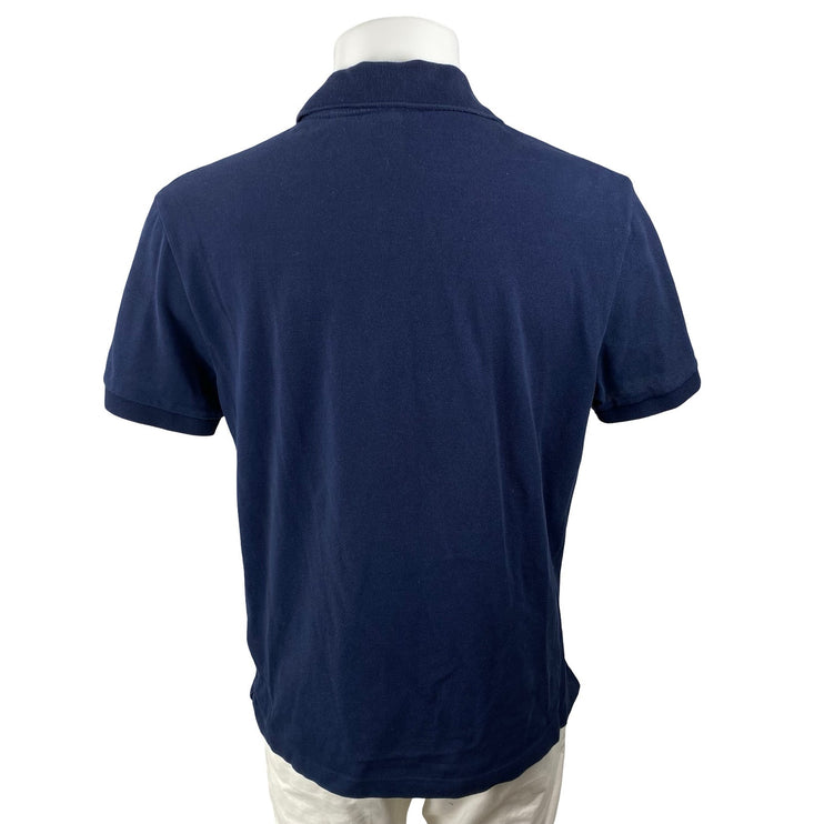 Lacoste Men's Navy Blue Logo Embroidered Collared Short Sleeve Polo Shirt Top XL