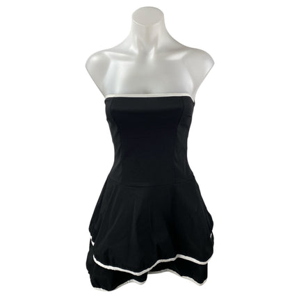 NEW PrettyLittleThing Black Strapless Sleeveless Ruffle Mini A-Line Tube Dress 0