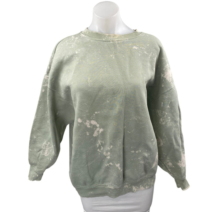 Zara Women's Green Tie Dye Long Sleeve Crew Neck Sweater Sweatshirt Top Size M