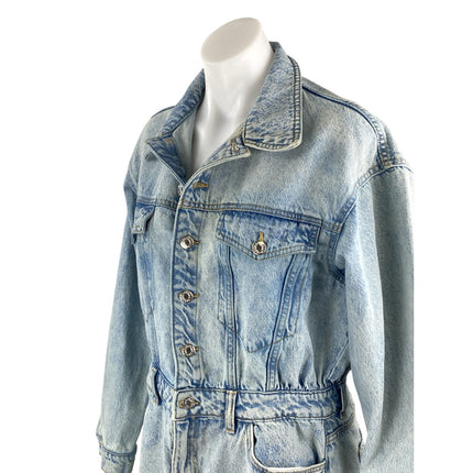 MNG Mango Women's Blue Denim Collared Long Sleeve Button Down Mini Shirt Dress 8