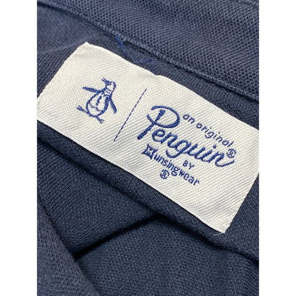 Penguin Men's Navy Blue Logo Golf Pocket Shorts Sleeve Polo Shirt Top Size XL