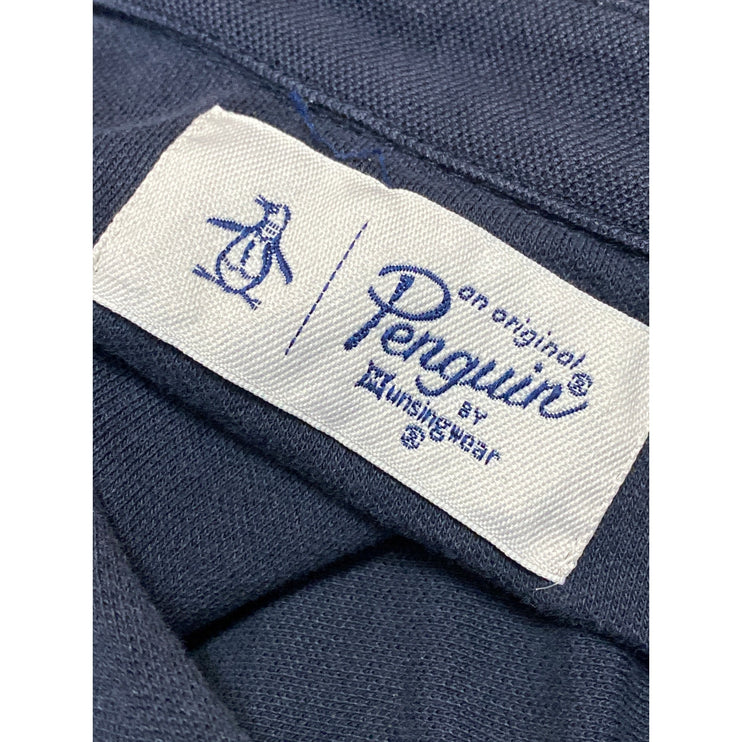 Penguin Men's Navy Blue Logo Golf Pocket Shorts Sleeve Polo Shirt Top Size XL