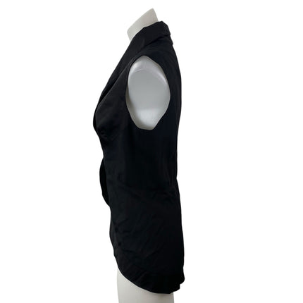 Bebe Women's Black Sleeveless Shawl Collar Career Vest Blazer Coat Jacket Size S