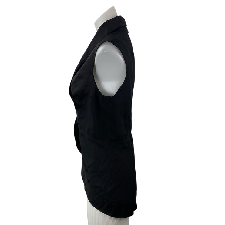 Bebe Women's Black Sleeveless Shawl Collar Career Vest Blazer Coat Jacket Size S