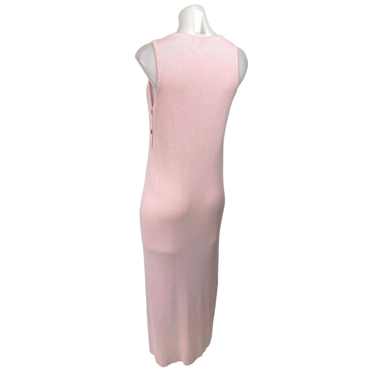 Legoe Pink Ribbed Knit Sleeveless Scoop Neck Maternity Bodycon Maxi Dress Size L