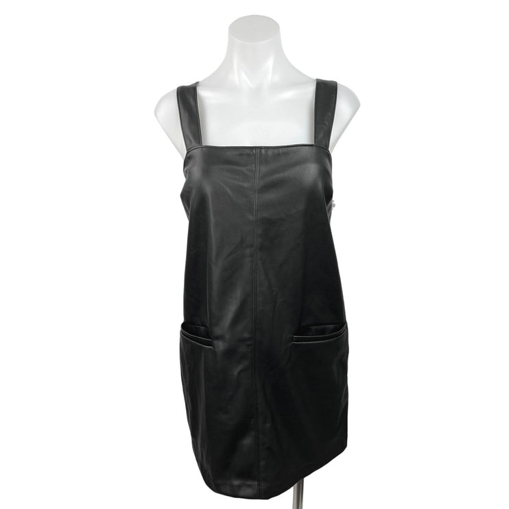 Abercrombie & Fitch Womens Black Faux Leather Sleeveless Shift Mini Dress Size M