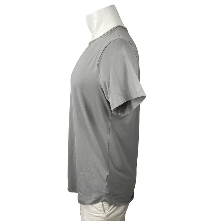 Cuts Curve Hem Men's Gray Crew Neck Short Sleeve Casual Tee Basic T-Shirt Top L