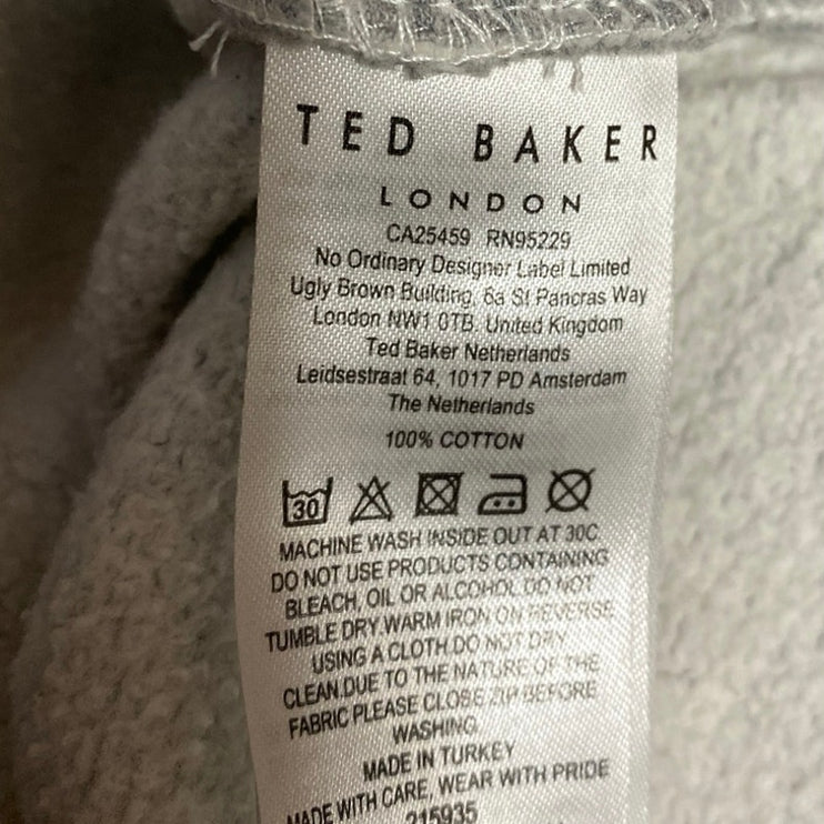 Ted Baker Men's Gray Long Sleeve Fleece Quarter Zip Knit Sweater Top Size 6