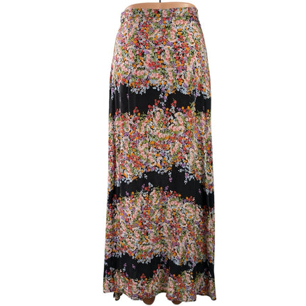 June & Hudson Women's Multicolor Floral High waisted Maxi Flared A-Line Skirt XS