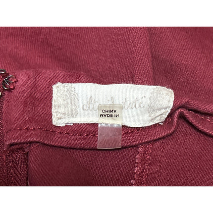 Altar'd State Women's Red Zip Stretch Mini Pencil Bodycon Denim Jeans Skirt Sz S