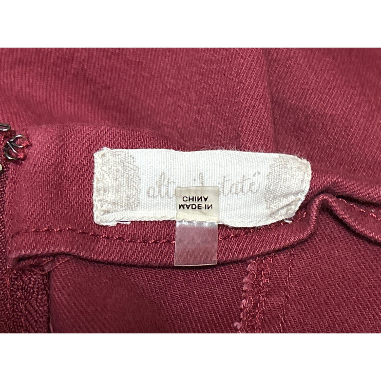 Altar'd State Women's Red Zip Stretch Mini Pencil Bodycon Denim Jeans Skirt Sz S
