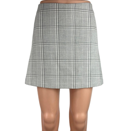 Aritzia Wilfred Gray Plaid Back Zipper Casual Golf Mini A-Line Skirt Size 2