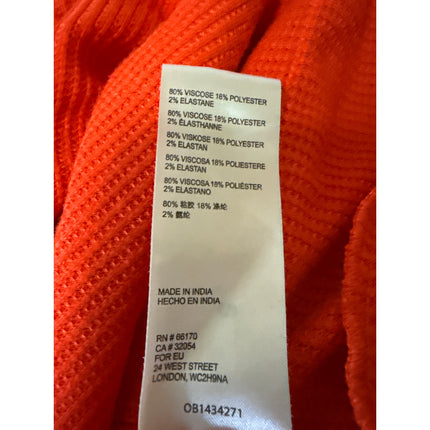 Anthropologie Orange Waffle Knit Long Sleeve Pocket Crop Sweater Top Size XS
