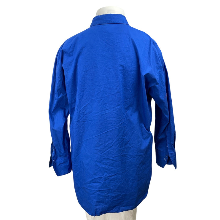 Witchery Women's Blue Long Sleeve Collared Hi Low Button Down Shirt Top Size 16