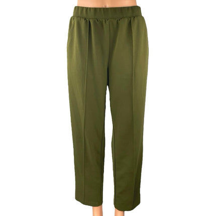 Ann Taylor LOFT Women's Green Straight Wide Leg High Waist Trousers Dress Pants S