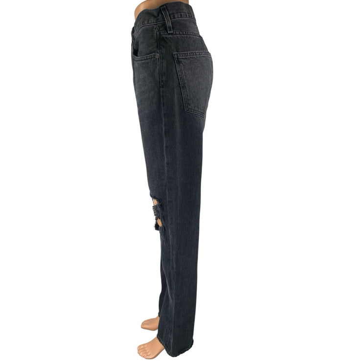 Agolde Lana Vintage Straight Women's Black Distressed High Rise Denim Jeans 26