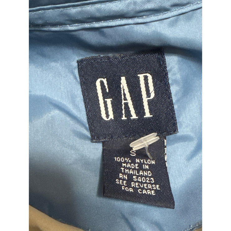 Vintage Gap Mens Khaki Blue Colorblock Hoodie Hooded Anorak Windbreaker Jacket S