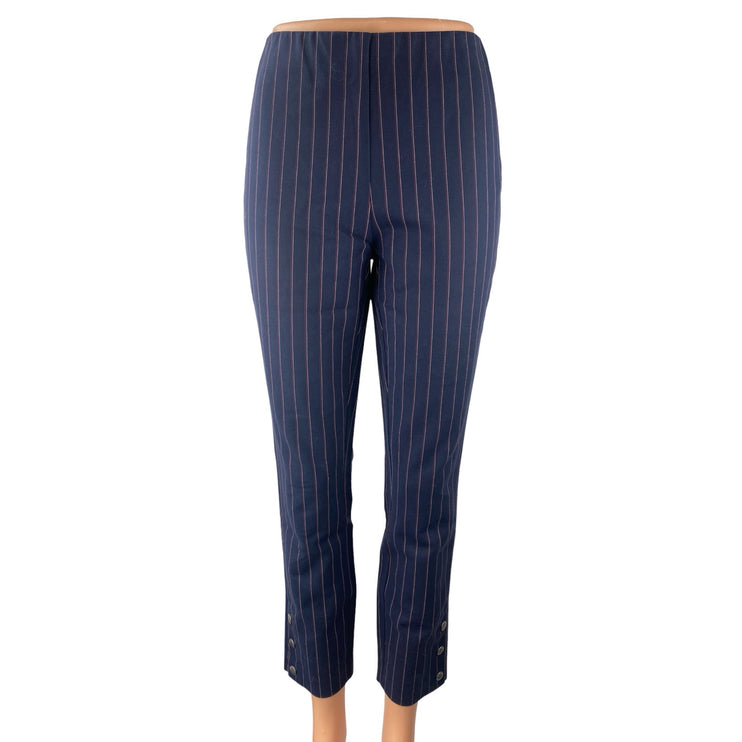 Rag & Bone Simone Snap Ankle Navy Blue Striped High Rise Skinny Trousers Pants 0