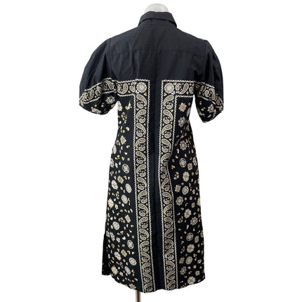 NEW J. Crew Black Short Sleeves Bandana Print Cotton Poplin Shirt Dress Size 6P