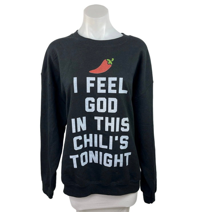 Gildan Women's I Feel God In This Chili's Tonight Long Sleeve Sweatshirt Top L