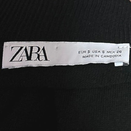 Zara Women Black Turtleneck Knit Stretch Long Sleeve Pullover Sweater Top Size S