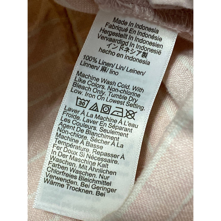 Madewell 100% Linen Zoe Women's Pink Stripe Mid Rise Straight Trousers Pants XS