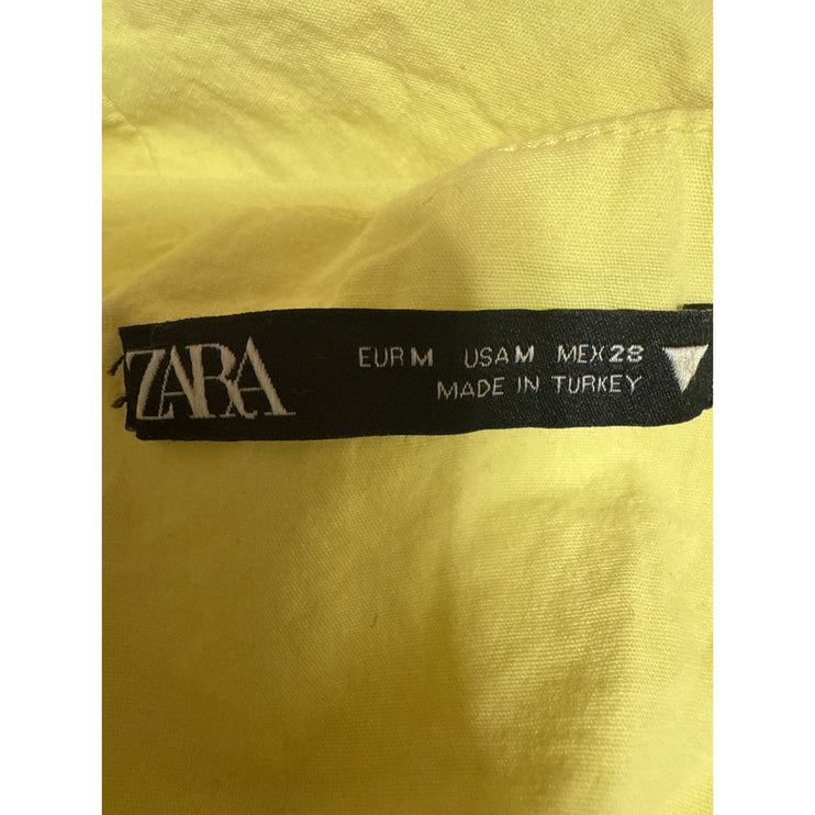 Zara Yellow Sleeveless One Shoulder Cami Camisole Ruched Crop Tank Top Size M