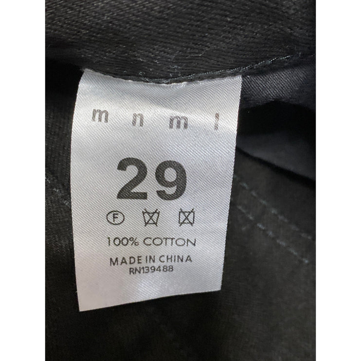 MNML Men's Black White Skull Patch Straight Leg High Rise Denim Jeans Pants 29