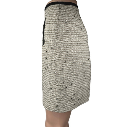 Banana Republic Ivory Black Metallic Shimmer Tweed Mini Straight Pencil Skirt 2