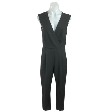 Trina Turk Black Sleeveless V Neck Surplice Faux Wrap Pleated Jumpsuit Size 4
