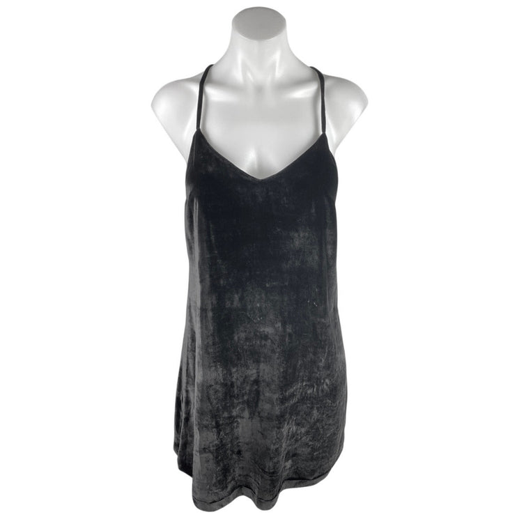 Madewell Black Velvet Velour Sleeveless Cami Camisole Mini Slip Tank Dress Sz 0