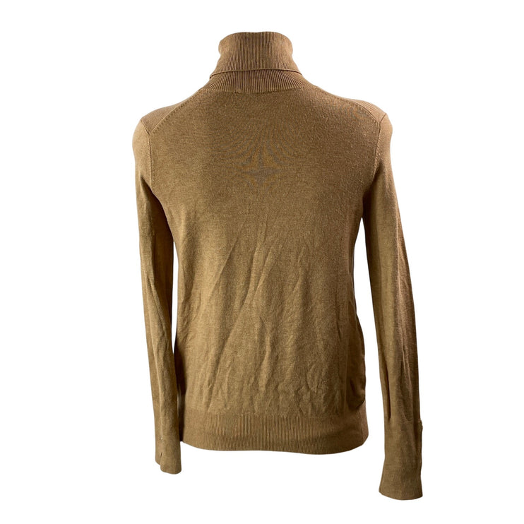 Zara Women's Brown Long Sleeves Ribbed Knit Turtleneck Pullover Sweater Top Sz S