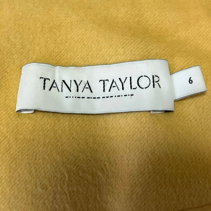 Tanya Taylor 100% Silk Women's Yellow Wool Knit Long Sleeve Coat Jacket Size 6