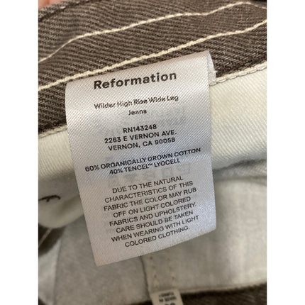 Reformation Wilder Striped High Rise Baggy Barrel Wide Leg Denim Jeans Pants 30