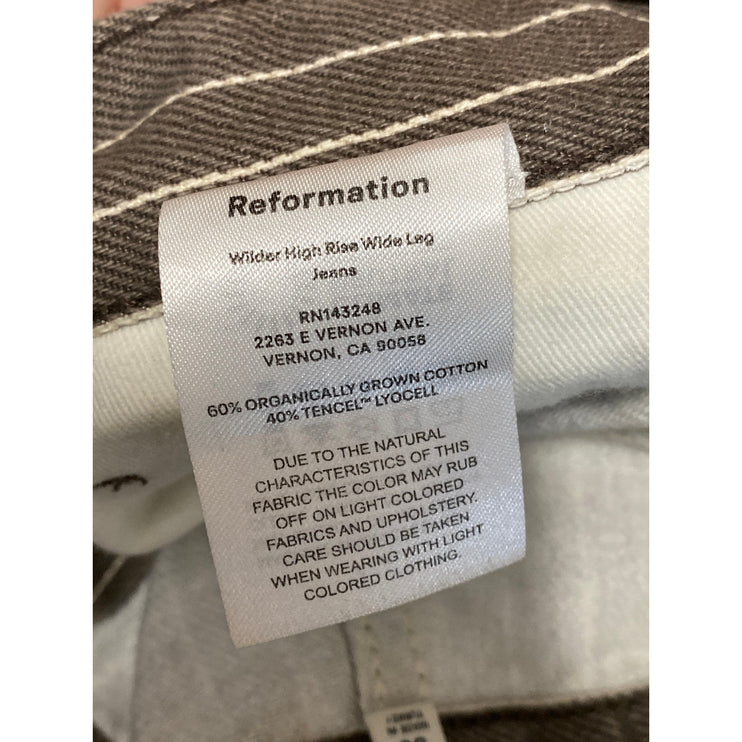 Reformation Wilder Striped High Rise Baggy Barrel Wide Leg Denim Jeans Pants 30
