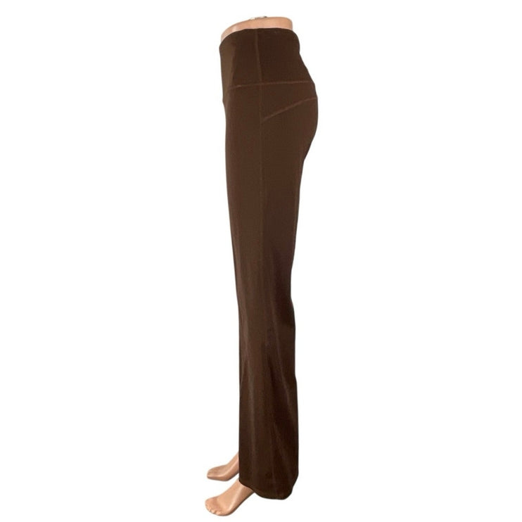 Womens Brown High Rise Yoga Gym Athletic Palazzo Wide Leg Flare Leggings Pants M