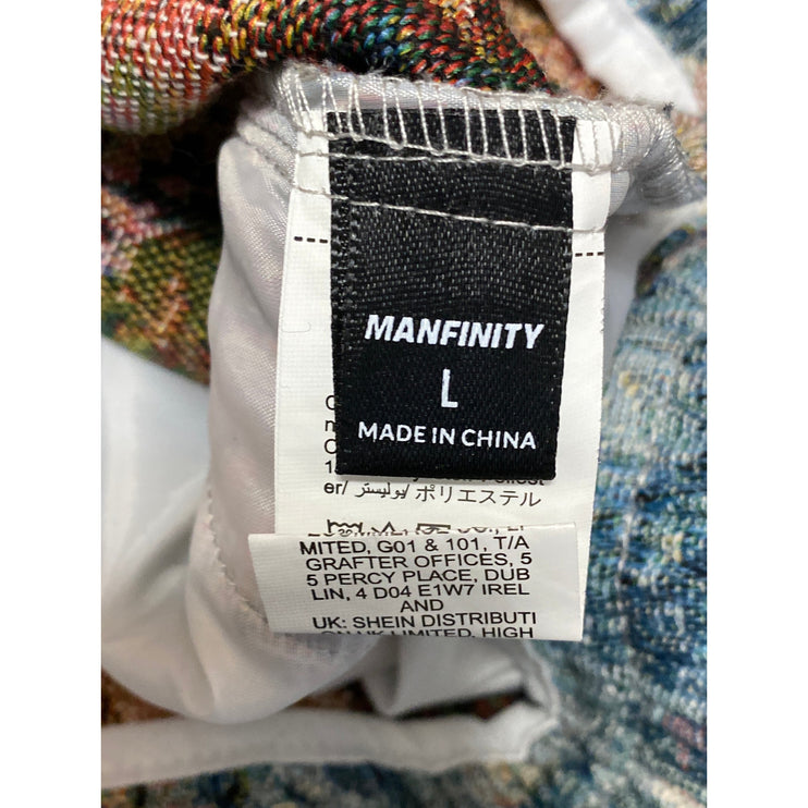 Manfinity Men's Blue Floral High Rise Elastic Waist Drawstring Bermuda Shorts L