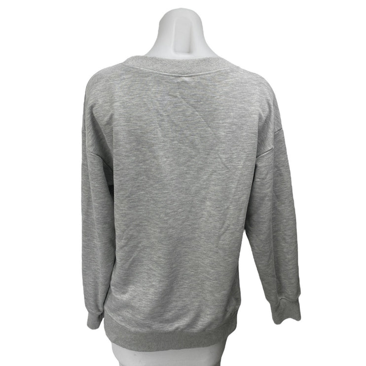 Weightlifting Rabbit Gray Graphic Long Sleeve Crew Neck Sweatshirt Sweater Top S