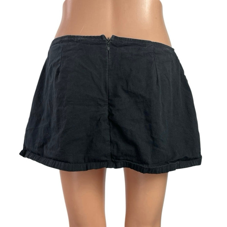 Princess Polly Women's Black Low Waist Y2K Zip Mini Shorts Skirt Skort Size 10