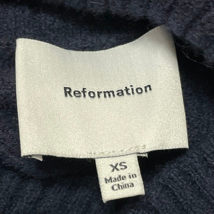 Reformation Dark Blue Long Sleeves Ribbed Knit Turtleneck Sweater Tunic Top XS