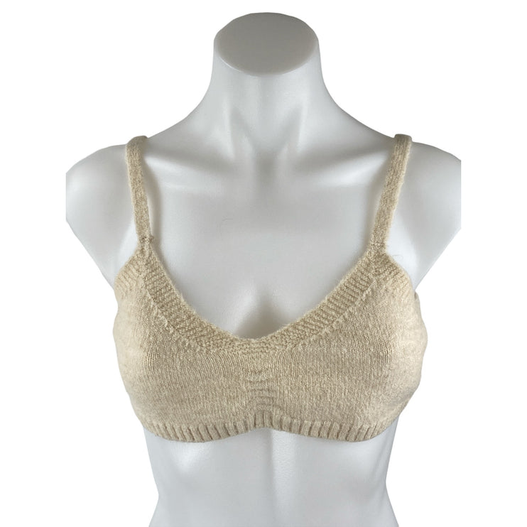 Princess Polly Beige Cream Knit Sleeveless Brami Crop Top Shorts 2 Pc Set Size S