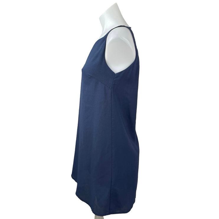 Tobi Women's Navy Blue Sleeveless Open Back Backless Tank A Line Mini Dress XS