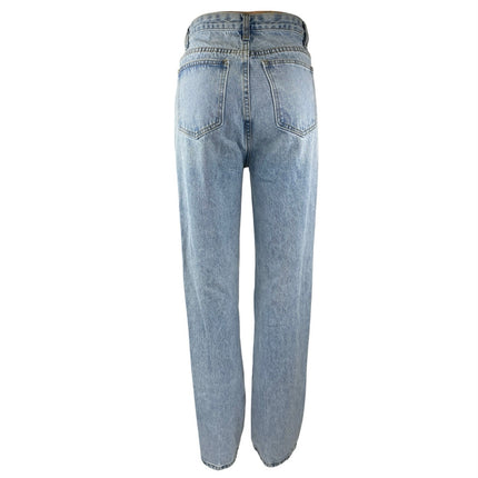 Nasty Gal Women's Blue Light Wash High Waisted Straight Leg Denim Jeans Size 4