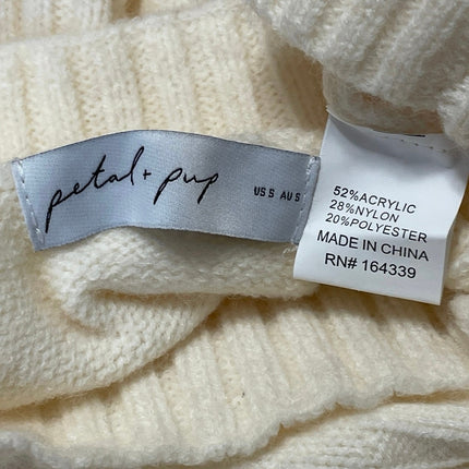 Petal & Pup Women's Cream Long Sleeves Ribbed Turtle Neck Pullover Sweater Top S
