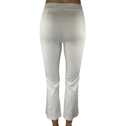 Zara Women's White High Waisted Slim Flared Cropped Trousers Pants Size XS